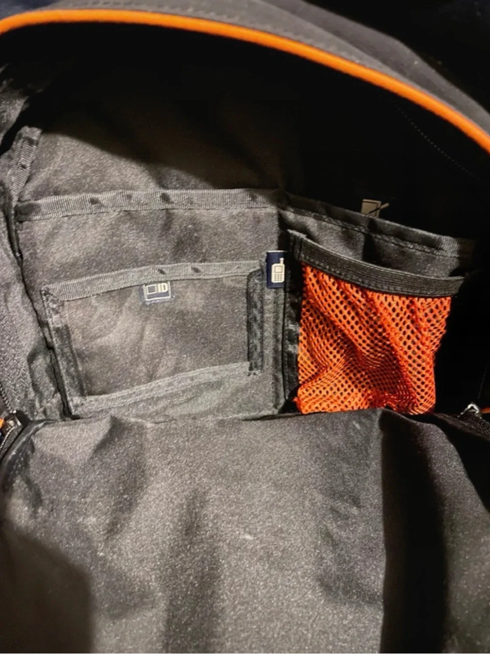 American Eagle Outfitters Navy and Blue Unisex Backpack with Orange Trim